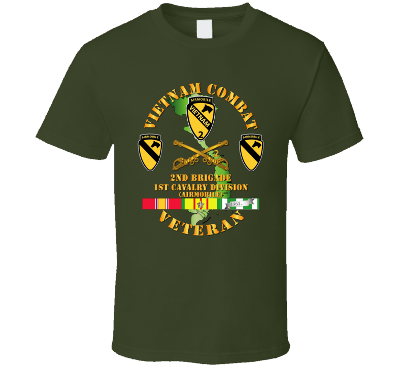 Army - Vietnam Combat Cavalry Veteran W 2nd Brigade - 1st Cav Div T Shirt