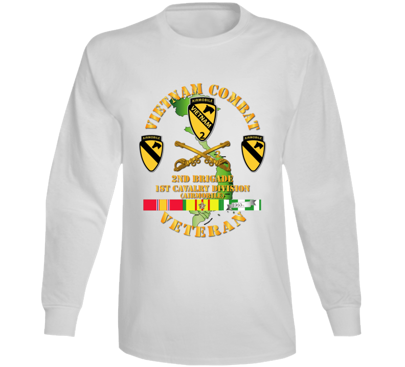 Army - Vietnam Combat Cavalry Veteran W 2nd Brigade - 1st Cav Div Long Sleeve