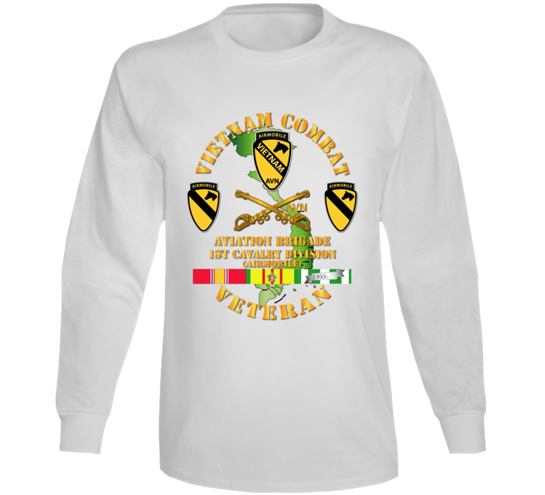 Army - Vietnam Combat Cavalry Veteran W Aviation Brigade - 1st Cav Div Long Sleeve