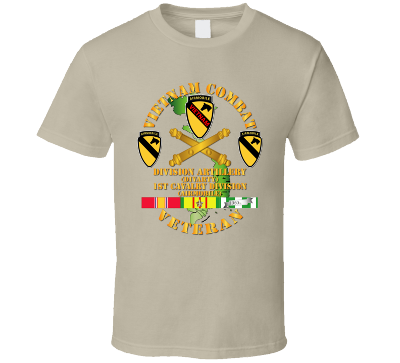 Army - Vietnam Combat Cavalry Veteran W  Divarty - 1st Cav Div T-shirt