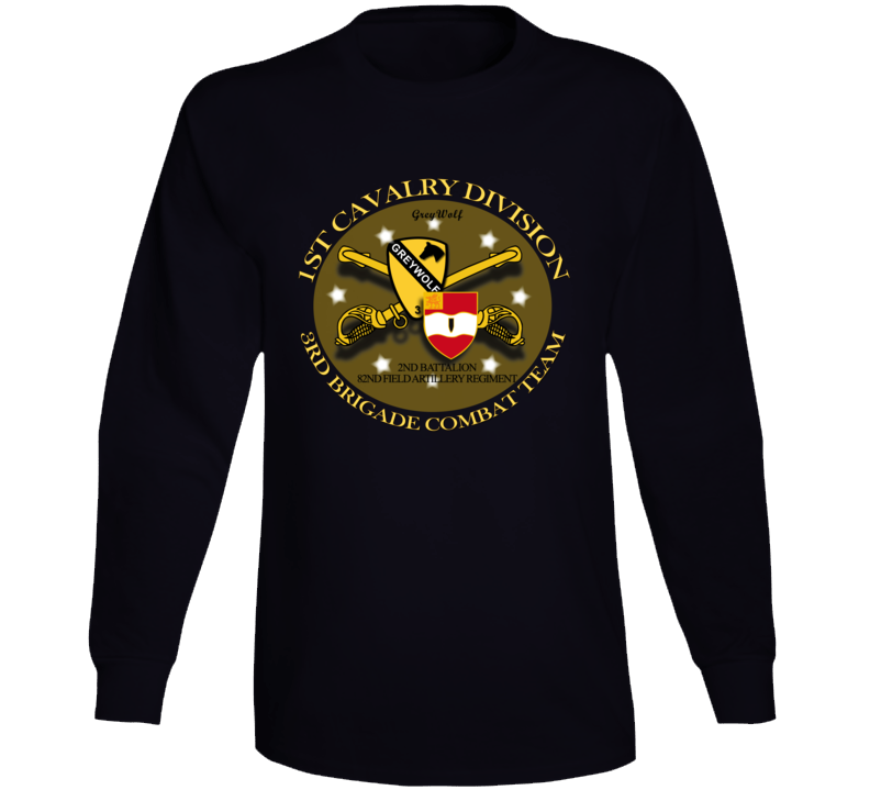 Army - 1st Cav Div - 3rd Bde Cbt Tm - Greywolf - 2nd Bn 82nd Fa1 Long Sleeve