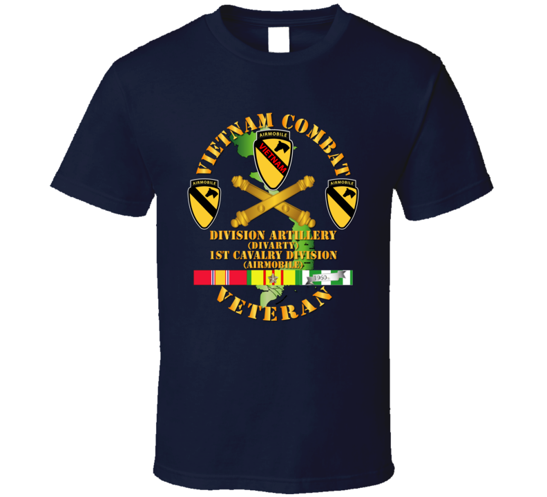 Army - Vietnam Combat Cavalry Veteran W  Divarty - 1st Cav Div T-shirt