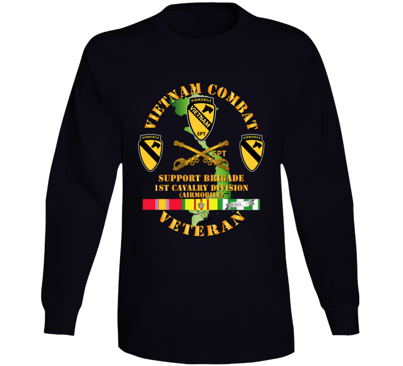 Army - Vietnam Combat Cavalry Veteran W Support Brigade - 1st Cav Div Long Sleeve