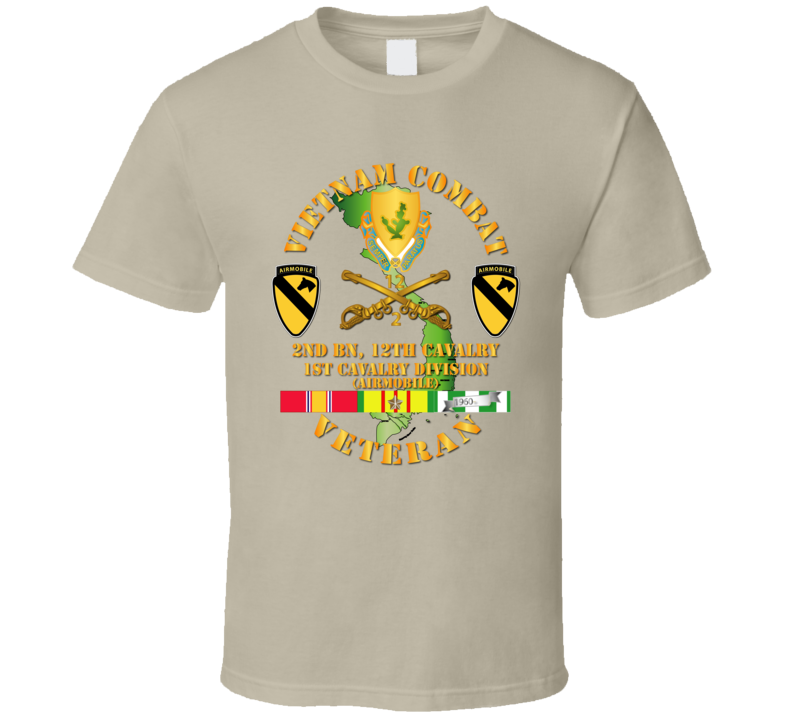 Army - Vietnam Combat Cavalry Veteran W 2nd Bn 12th Cav Dui - 1st Cav Div  T Shirt