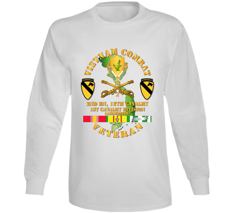 Army - Vietnam Combat Cavalry Veteran W 2nd Bn 12th Cav Dui - 1st Cav Div Long Sleeve