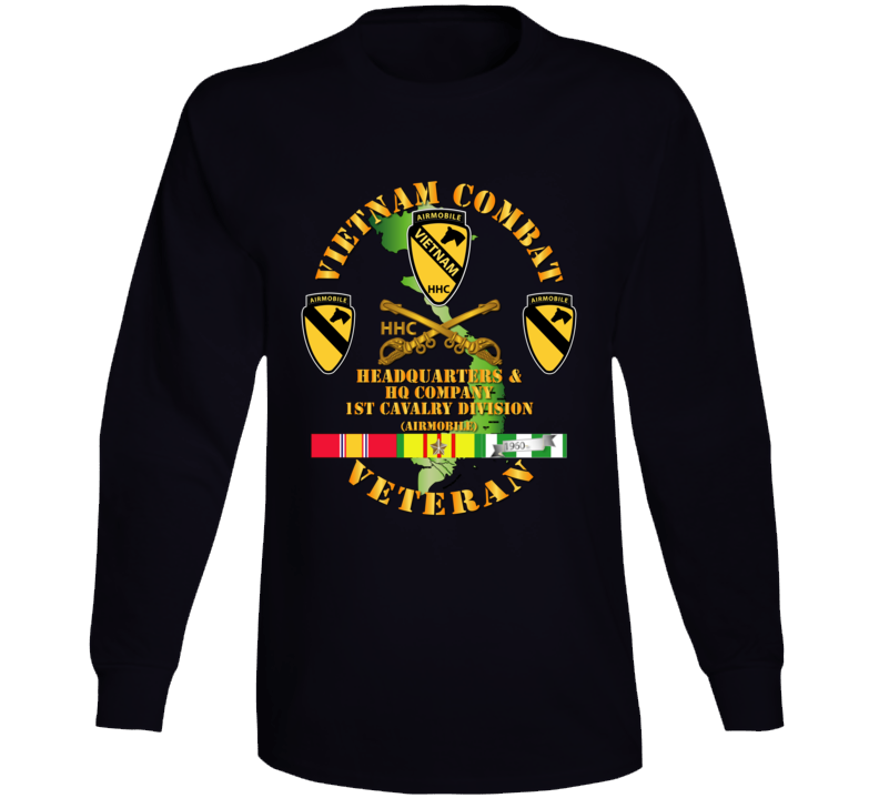 Army - Vietnam Combat Cavalry Veteran W  Hhc - 1st Cav Div  Long Sleeve