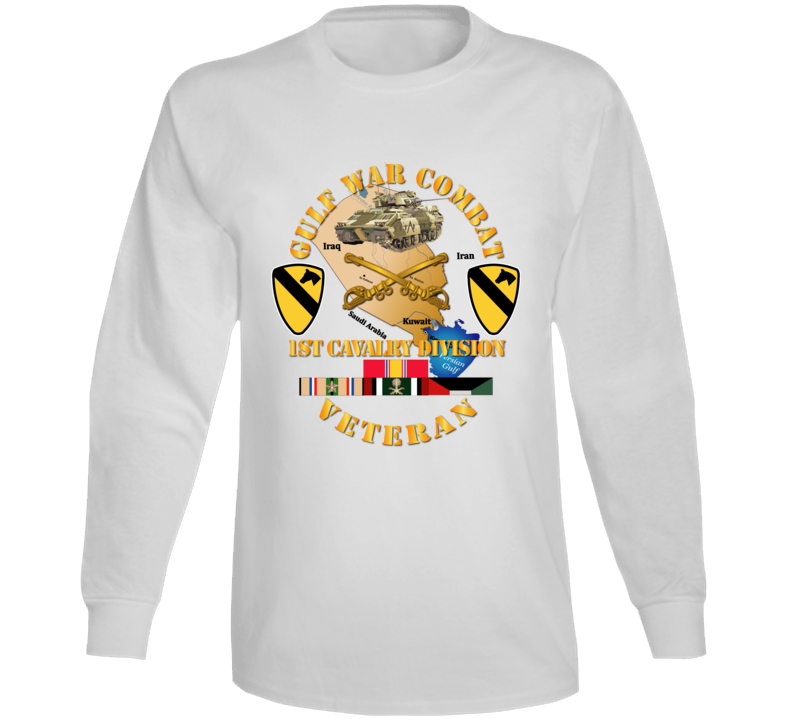 Army - Gulf War Combat Infantry Vet W 1st Cav Div Ssi Long Sleeve