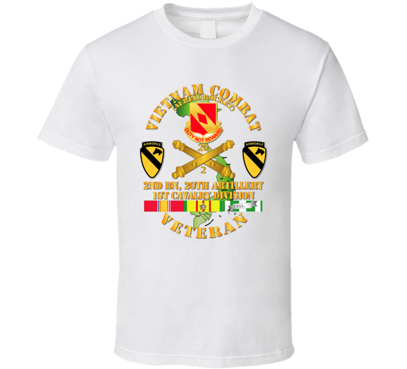 Army - Vietnam Combat Veteran W 2nd Bn 20th Artillery Dui - 1st Cav Div V1 - T-shirt