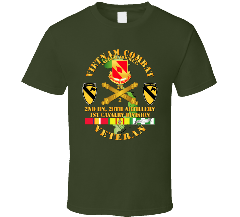 Army - Vietnam Combat Veteran W 2nd Bn 20th Artillery Dui - 1st Cav Div V1 - T-shirt