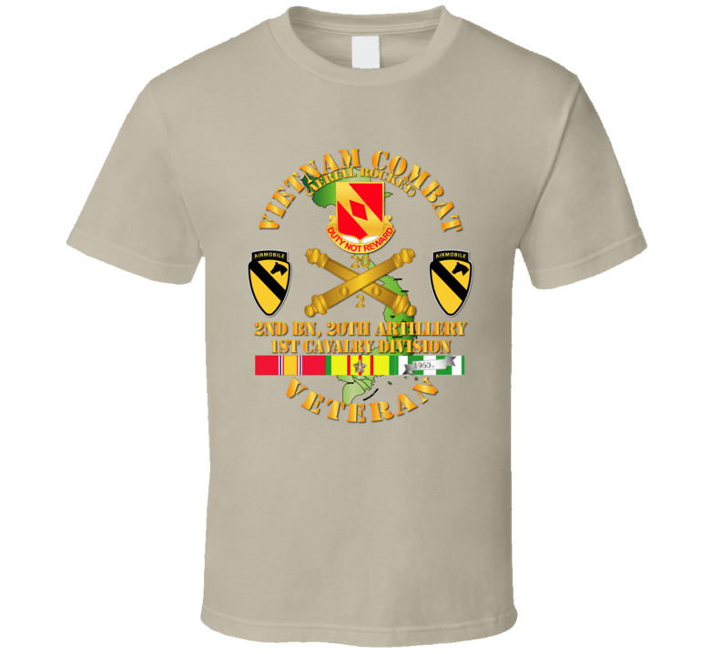 Army - Vietnam Combat Veteran W 2nd Bn 20th Artillery Dui - 1st Cav Div V1 - T-shirt
