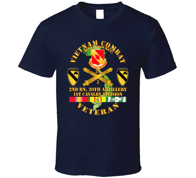 Army - Vietnam Combat Veteran W 2nd Bn 20th Artillery Dui - 1st Cav Div V1 - T-shirt