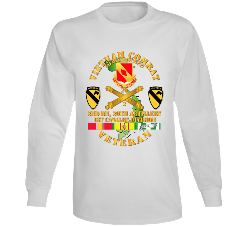 Army - Vietnam Combat Veteran W 2nd Bn 20th Artillery Dui - 1st Cav Div V1 Long Sleeve