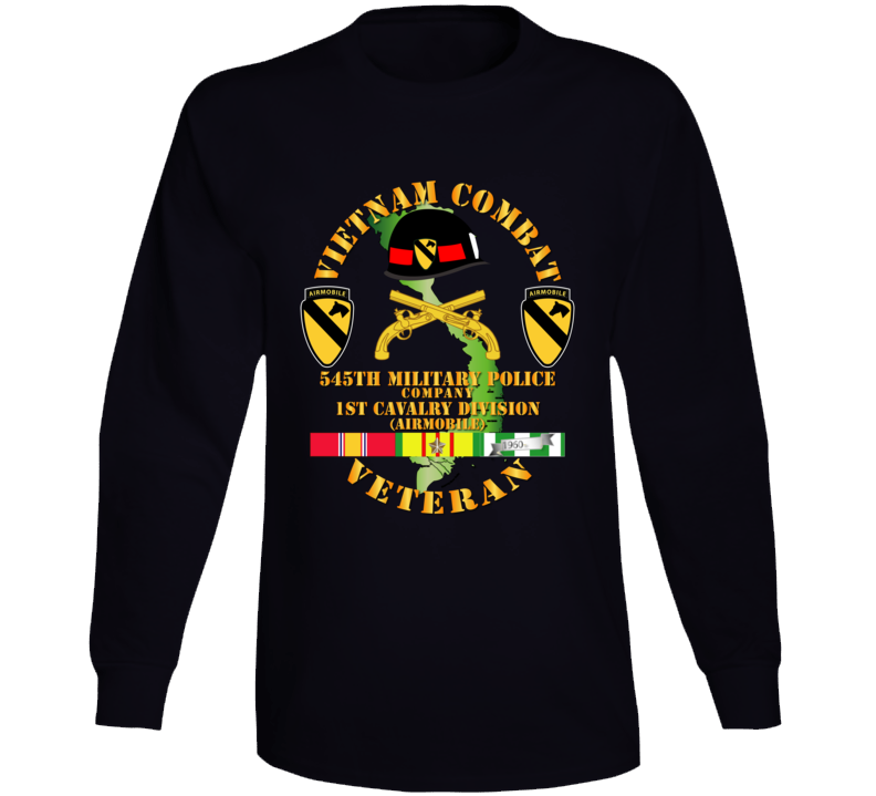 Army - Vietnam Combat Cavalry Veteran W 545th Military Police Co - 1st Cav Div Long Sleeve