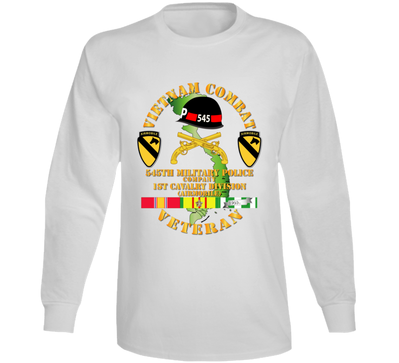 Army - Vietnam Combat Cavalry Veteran W 545th Military Police Co W 545 - 1st Cav Div Long Sleeve