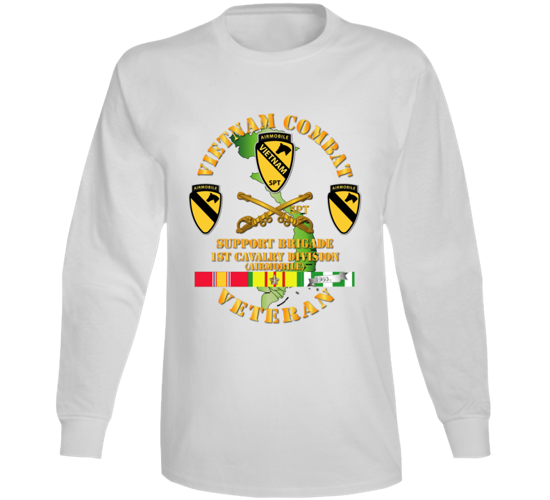 Army - Vietnam Combat Cavalry Veteran W Support Brigade - 1st Cav Div  Long Sleeve