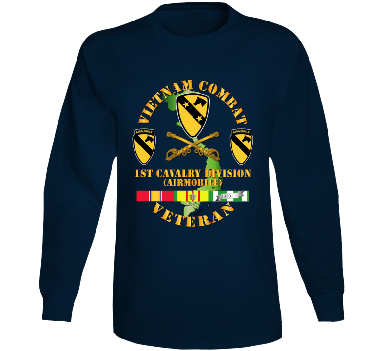 Army - Vietnam Combat Veteran W 1st Cav Dui Long Sleeve