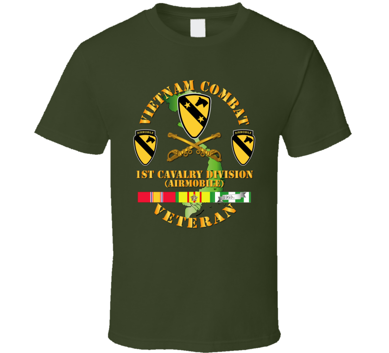 Army - Vietnam Combat Veteran W 1st Cav Dui T Shirt