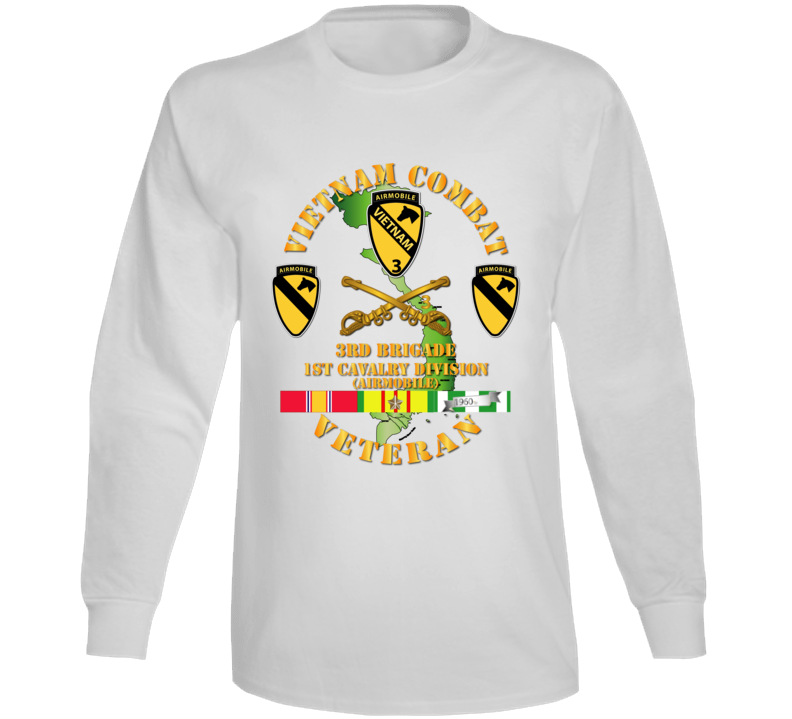 Army - Vietnam Combat Cavalry Veteran W 3rd Brigade - 1st Cav Div Long Sleeve