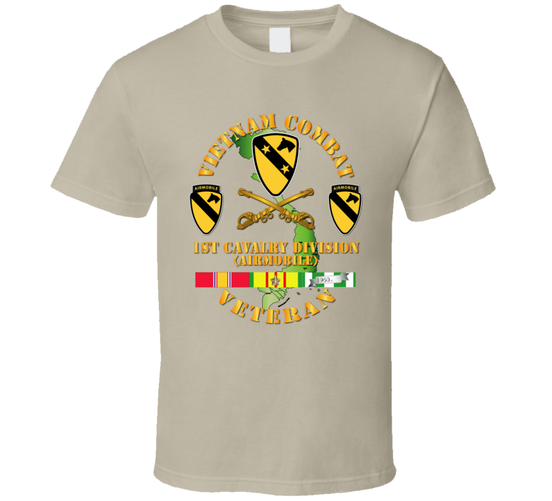 Army - Vietnam Combat Veteran W 1st Cav Dui T-shirt