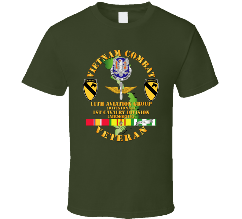Army - Vietnam Combat Cavalry Veteran w 11th Aviation Group - 1st Cav Div - T-Shirt