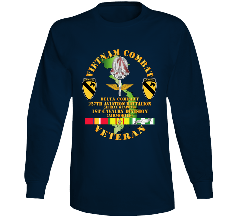 Army - Vietnam Combat Cavalry Veteran W D Co - Wpns - 227th Avn Bn - 1st Cav Div Long Sleeve