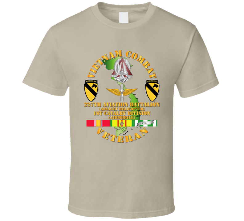 Army - Vietnam Combat Cavalry Veteran W 227th Aviation Bn - 1st Cav Div - T-shirt