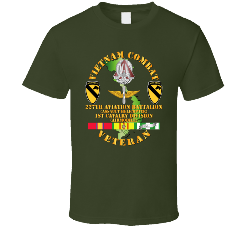 Army - Vietnam Combat Cavalry Veteran W 227th Aviation Bn - 1st Cav Div - T-shirt