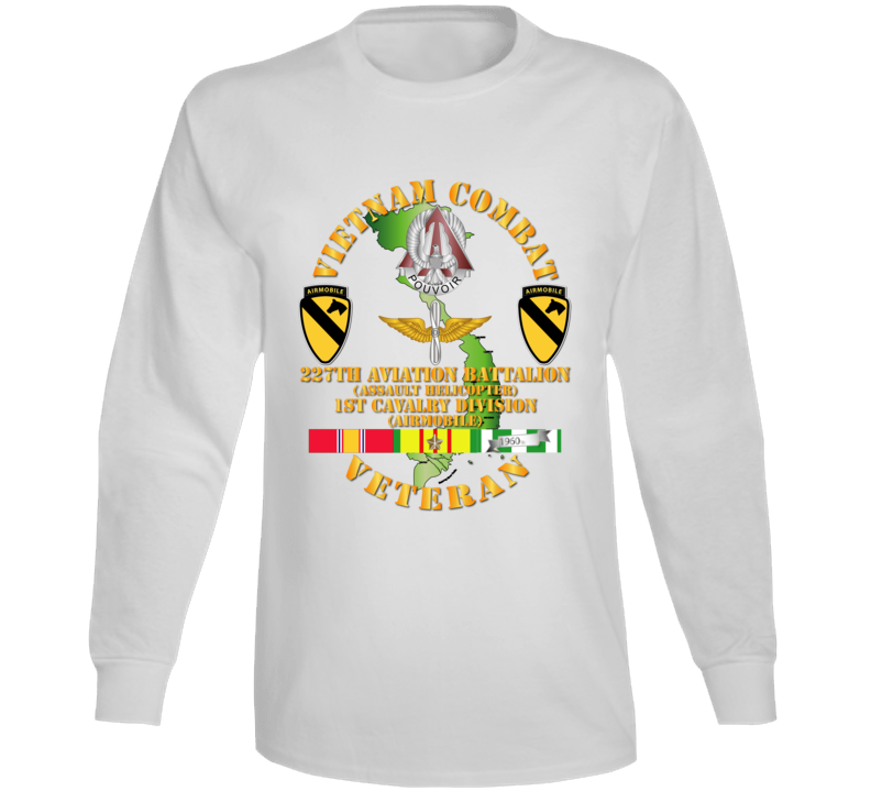 Army - Vietnam Combat Cavalry Veteran W 227th Aviation Bn - 1st Cav Div Long Sleeve