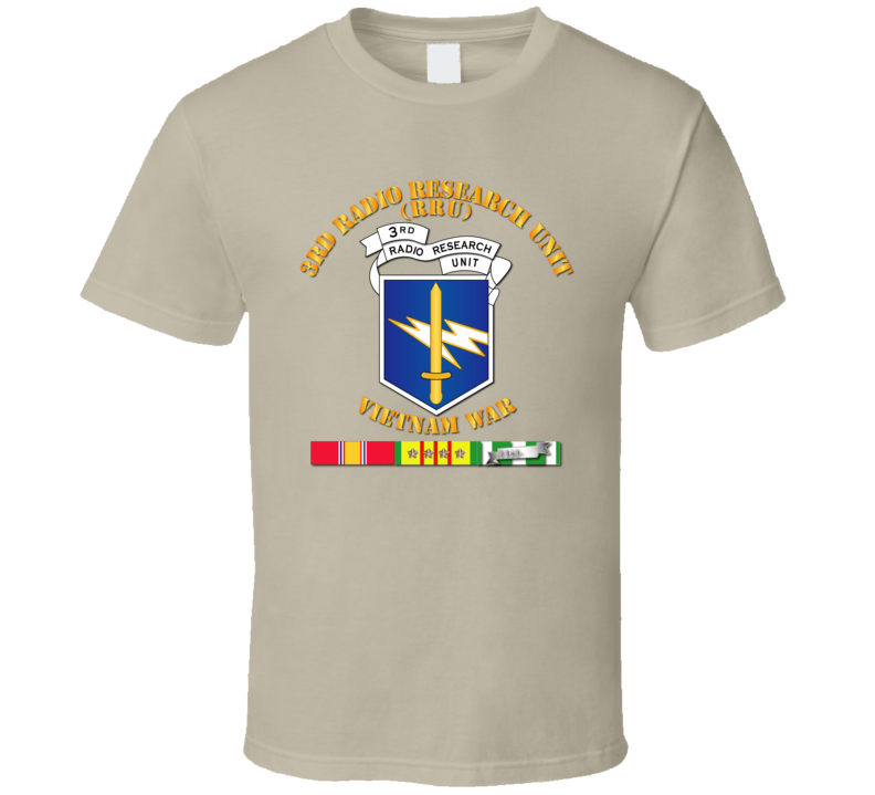 Army - 3rd Radio Research Unit Mobile Det  W Vn Svc - Blue T-shirt