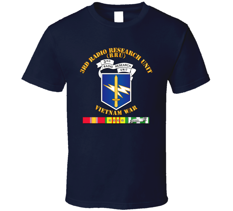 Army - 3rd Radio Research Unit Mobile Det  W Vn Svc - Blue T-shirt
