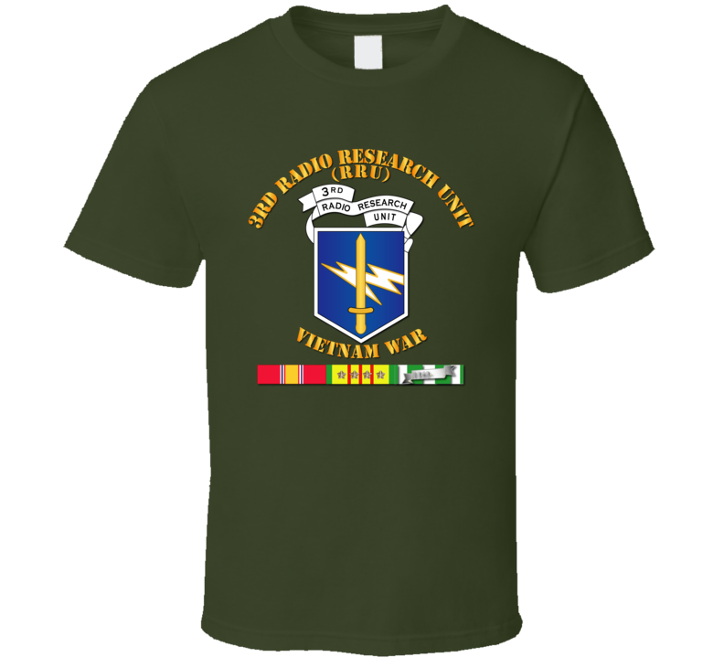 Army - 3rd Radio Research Unit Mobile Det  W Vn Svc - Blue T-shirt