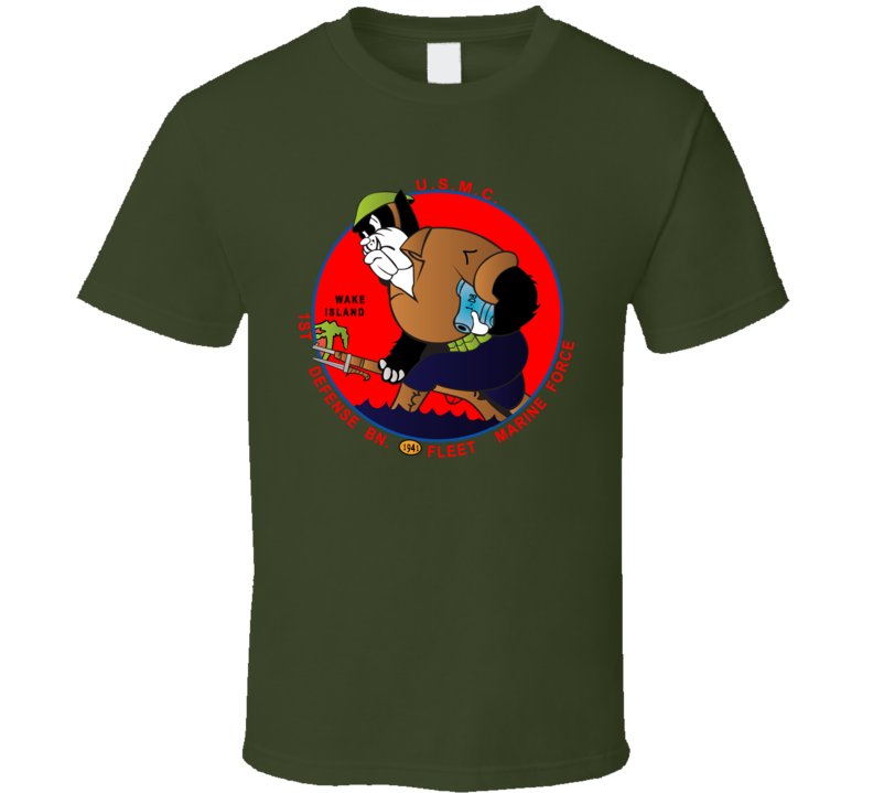 Usmc - 1st Defense Battalion Wake Island - Wwii T-shirt
