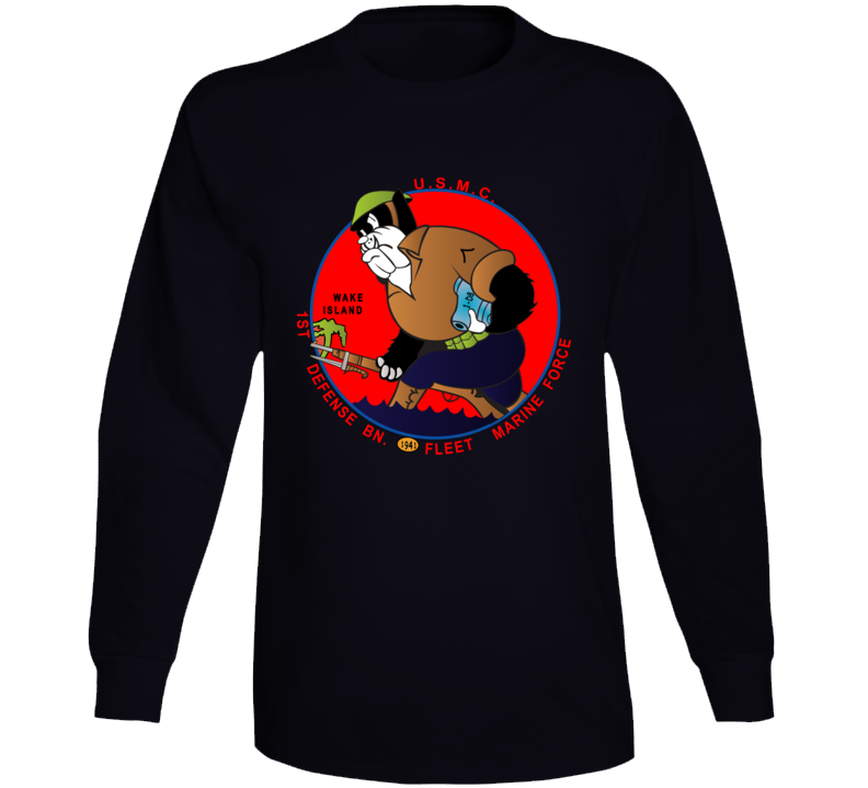Usmc - 1st Defense Battalion Wake Island - Wwii Long Sleeve