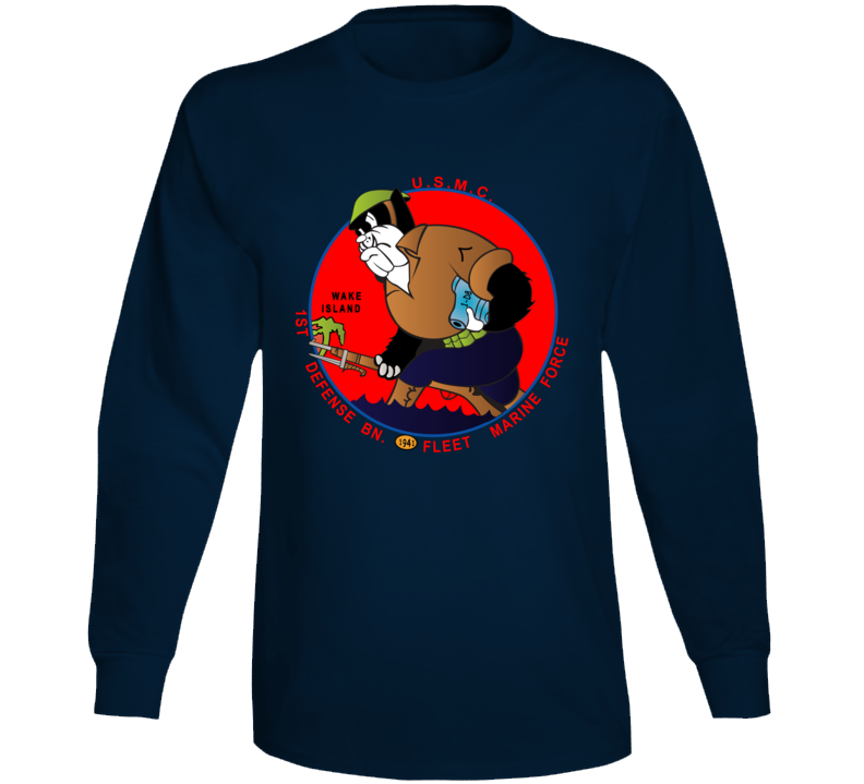 Usmc - 1st Defense Battalion Wake Island - Wwii Long Sleeve