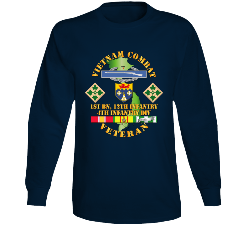 Army - Vietnam Combat Infantry Veteran W 1st Bn 12th Inf - 4th Id Ssi Long Sleeve