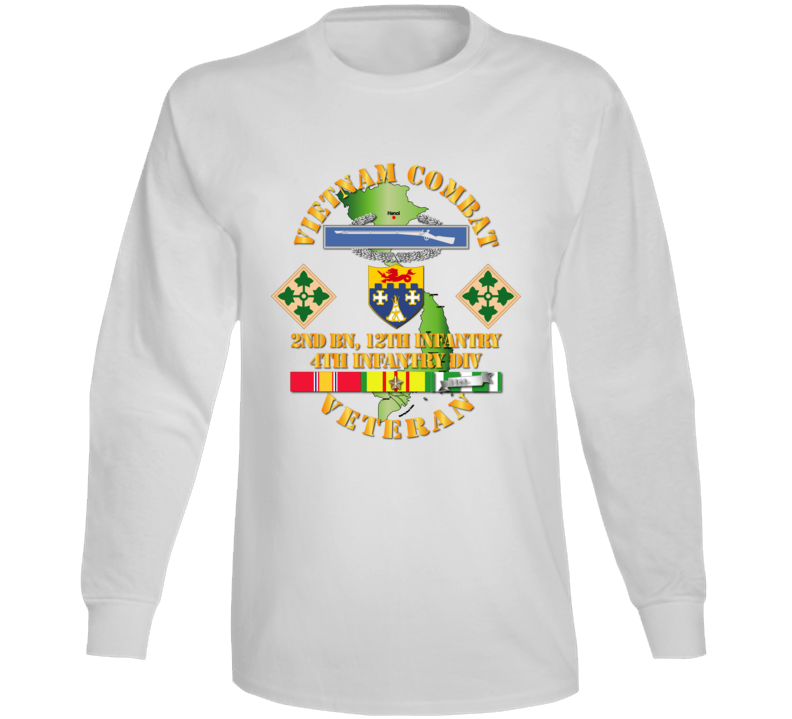 Army - Vietnam Combat Infantry Veteran W 2nd Bn 12th Inf - 4th Id Ssi Long Sleeve