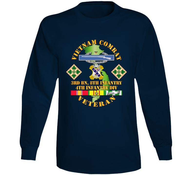 Army - Vietnam Combat Infantry Veteran W 3rd Bn 8th Inf - 4th Id Ssi Long Sleeve