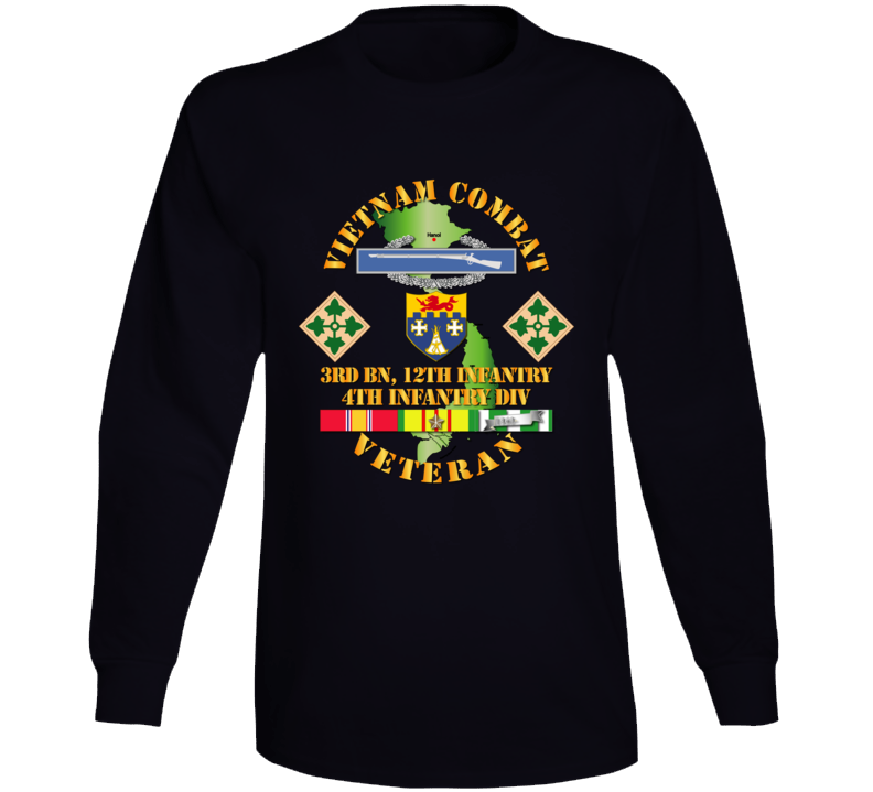 Army - Vietnam Combat Infantry Veteran W 3rd Bn 12th Inf - 4th Id Ssi Long Sleeve