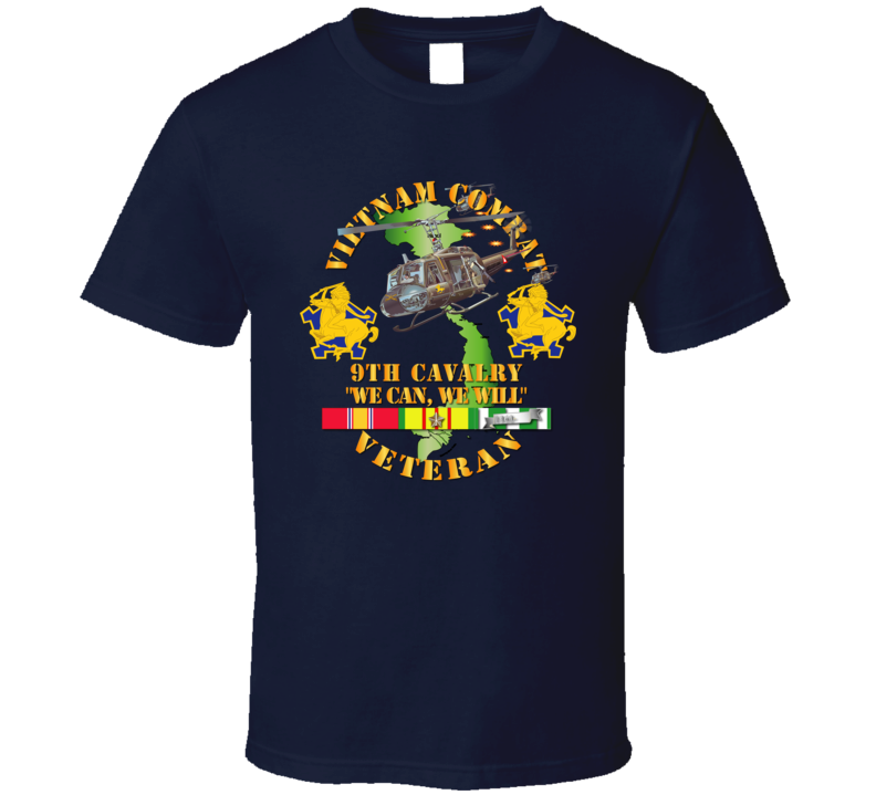 Army - Vietnam Combat Cavalry Veteran W 9th Cav Helicopter T Shirt