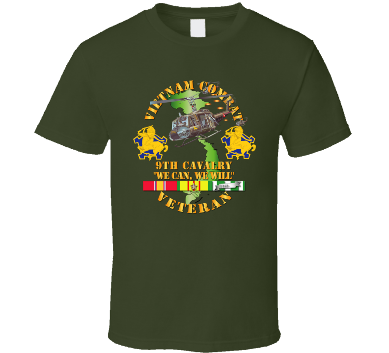 Army - Vietnam Combat Cavalry Veteran W 9th Cav Helicopter T Shirt