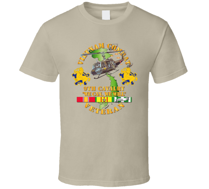 Army - Vietnam Combat Cavalry Veteran W 9th Cav Helicopter T Shirt