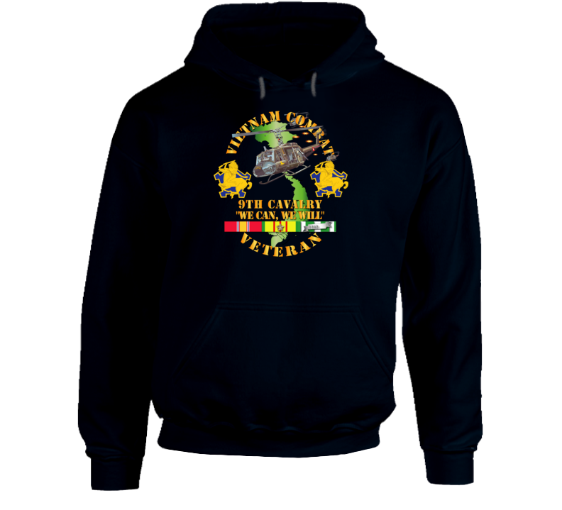 Army - Vietnam Combat Cavalry Veteran W 9th Cav Helicopter Hoodie