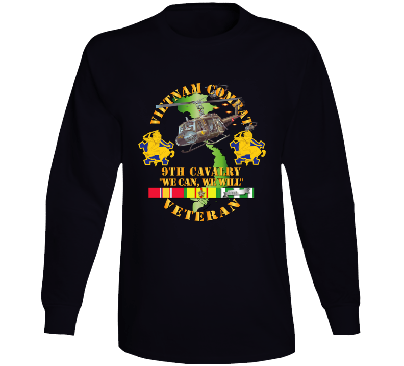 Army - Vietnam Combat Cavalry Veteran W 9th Cav Helicopter Long Sleeve