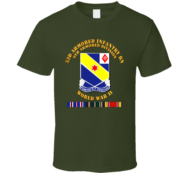 Army - 52d Armored Infantry Bn - 9th Ar Div - Wwii W Svc T Shirt