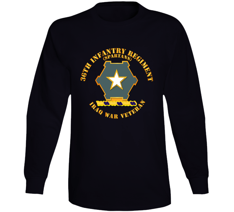 Army - 36th Infantry Regt Dui - Spartans - Iraq War Vet Long Sleeve