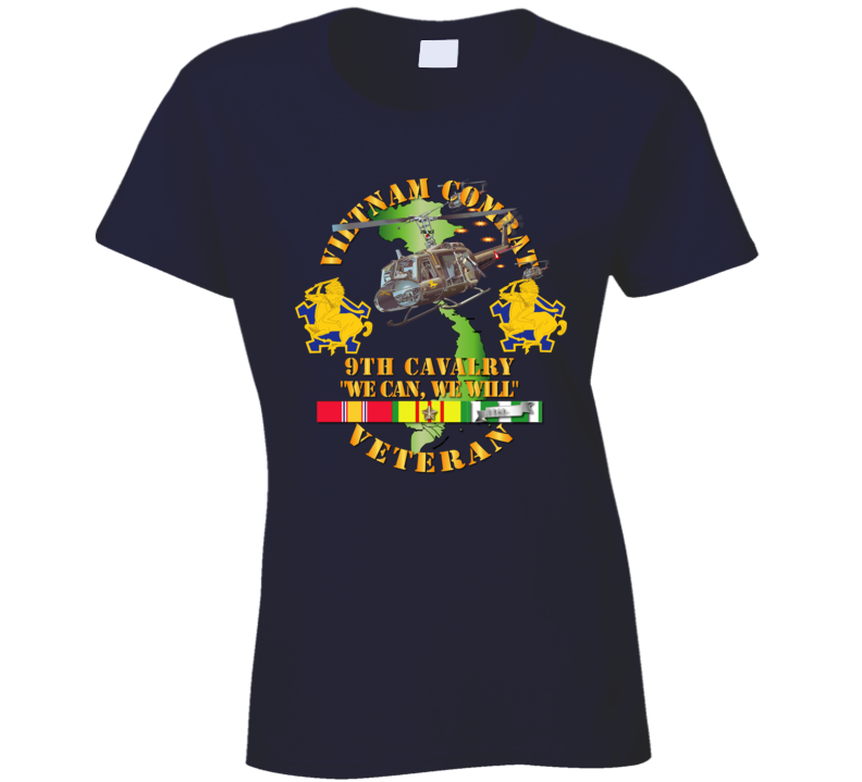 Army - Vietnam Combat Cavalry Veteran W 9th Cav Helicopter T Shirt