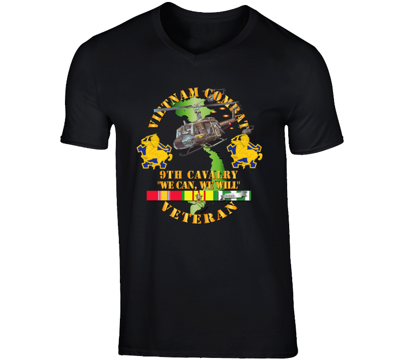 Army - Vietnam Combat Cavalry Veteran W 9th Cav Helicopter T Shirt