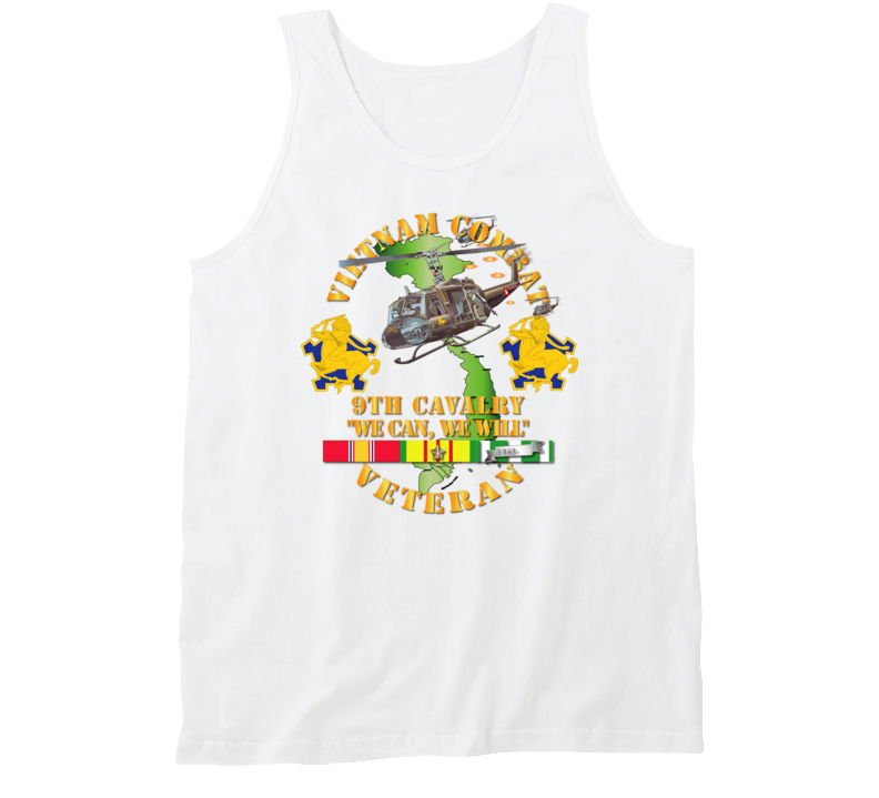 Army - Vietnam Combat Cavalry Veteran W 9th Cav Helicopter Tanktop