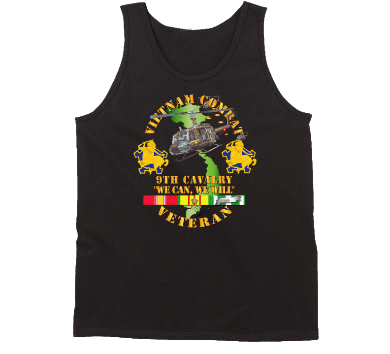 Army - Vietnam Combat Cavalry Veteran W 9th Cav Helicopter Tanktop
