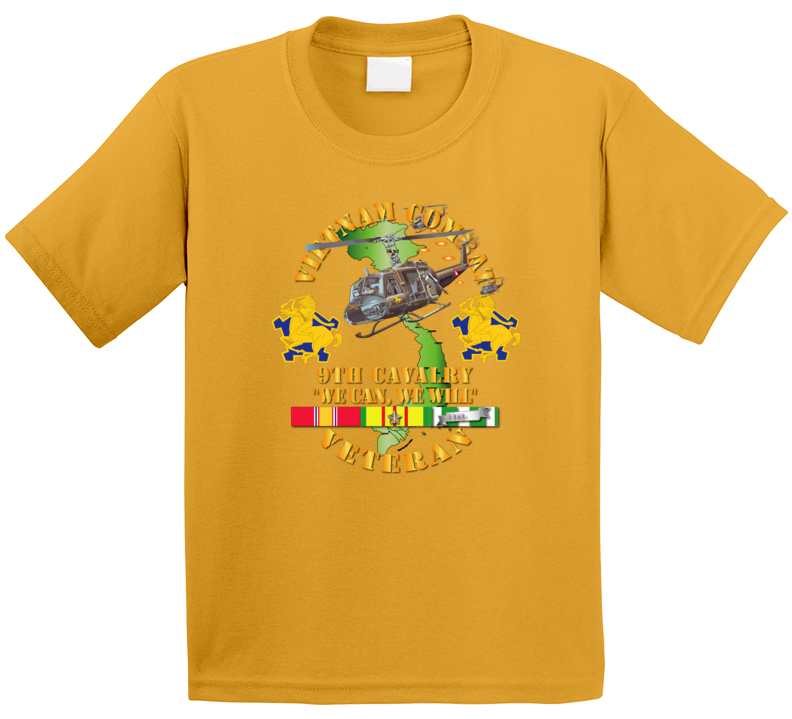 Army - Vietnam Combat Cavalry Veteran W 9th Cav Helicopter T Shirt